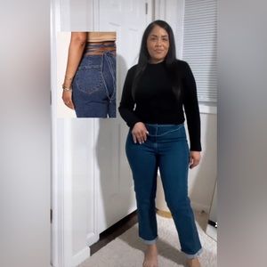 FASHION NOVA Tie 'Em Up Boyfriend Jeans - Medium Blue Wash